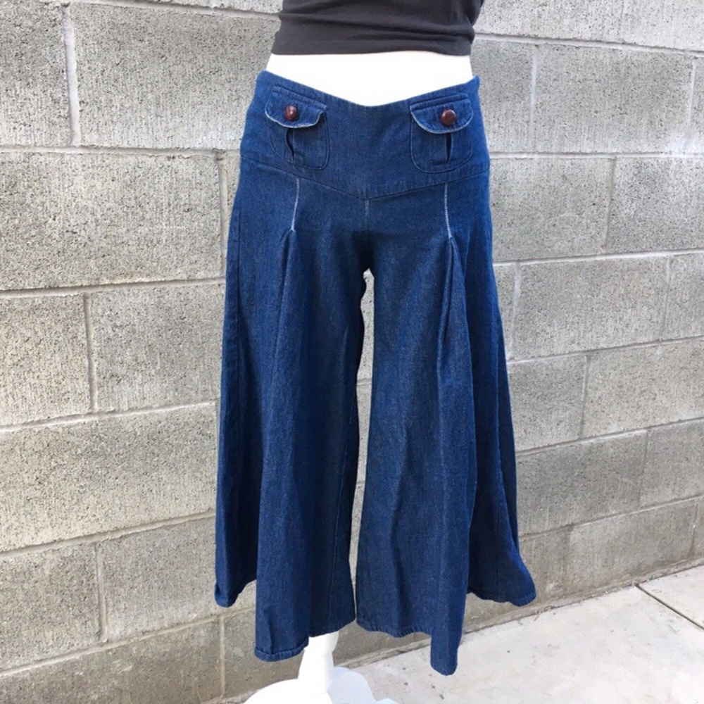 1970s Denim Culottes Capri Pant